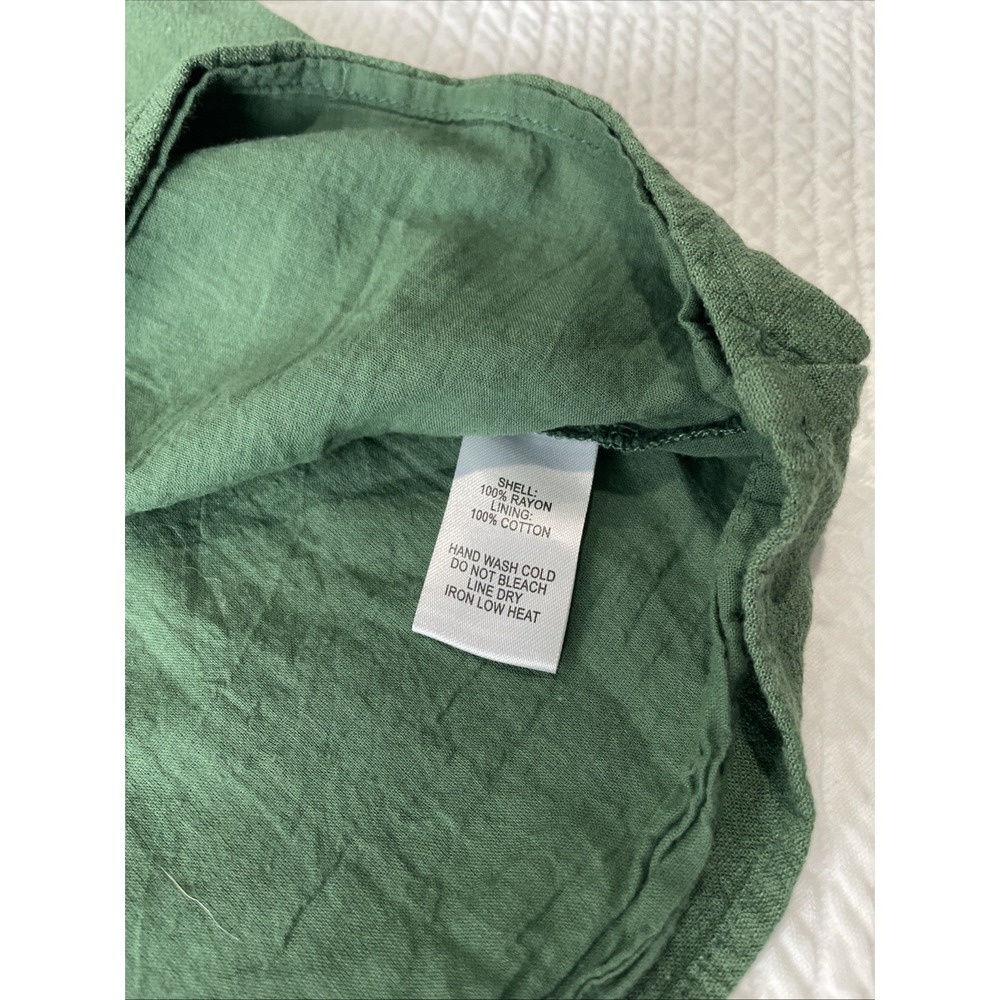 Lulus Women's Top XS Green Off The Shoulder Tie Sleeve Lined Cottagecore - Picture 6 of 7